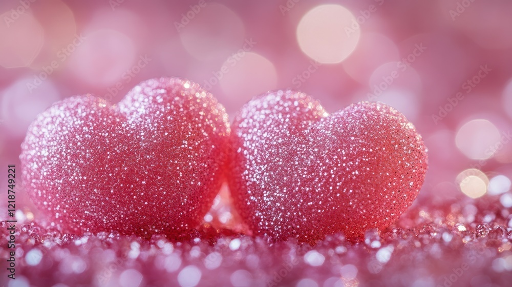 Obraz premium Pink hearts, bokeh, Valentine's, romance, greeting card