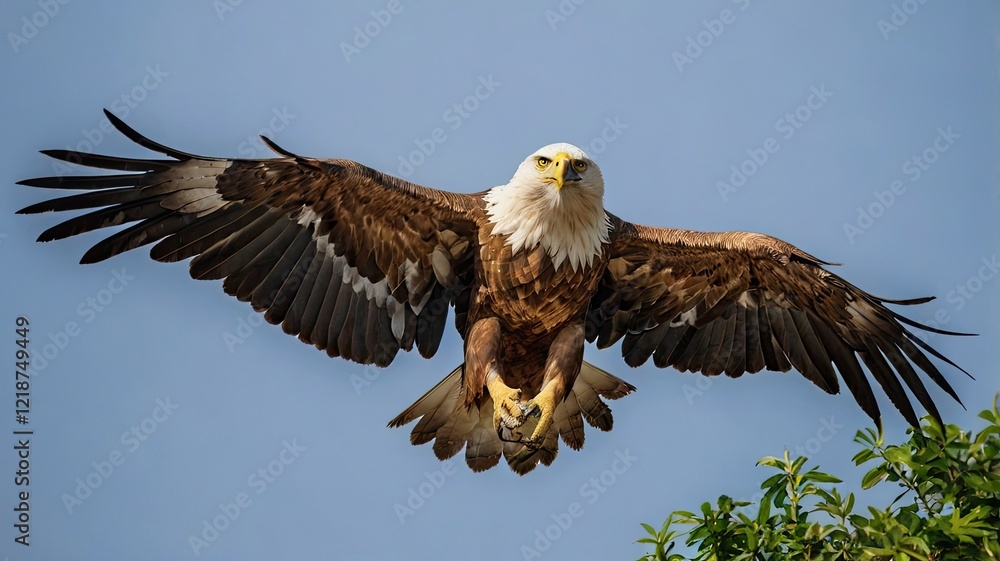 Obraz premium The Javanese eagle flaps its wings with sharp eyes