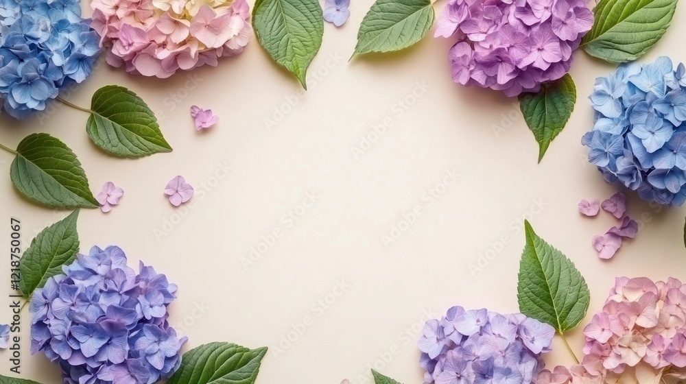 Pastel Hydrangeas Frame: A Delicate Floral Border Pastel Hydrangeas Frame: A Delicate Floral Border