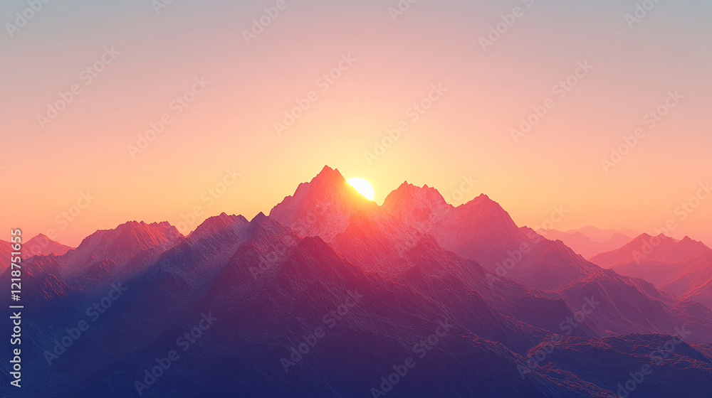 Fototapeta premium Serene mountain landscape at sunrise