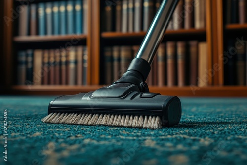 Wallpaper Mural Vacuum Cleaner on a Carpet in a Library Setting Surrounded by Shelves of Books Offering a Clean and Organized Atmosphere for Study or Relaxation Torontodigital.ca