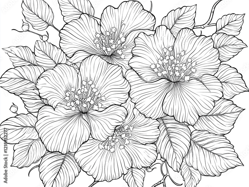 Fototapeta premium flowers template on transparent background for coloring