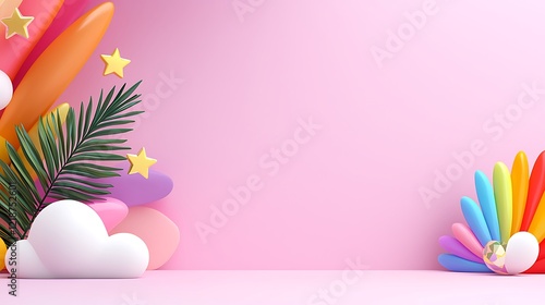 Whimsical Rainbow and Cloud Scene With Pastel Colors