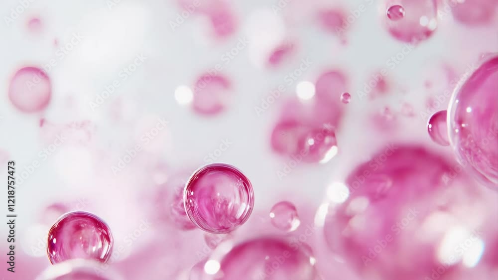 Floating Pink Bubbles on a Soft Liquid Background Floating Pink Bubbles on a Soft Liquid Background
