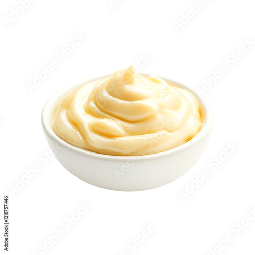 Creamy custard in a white bowl delicious dessert treat,
