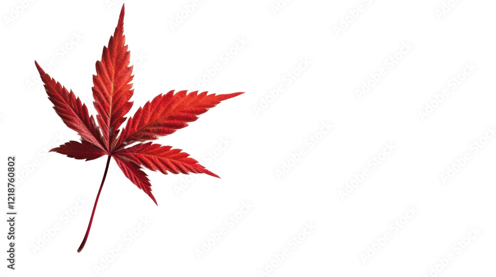 A red leaf of cannabis on transparent background A red leaf of cannabis on transparent background