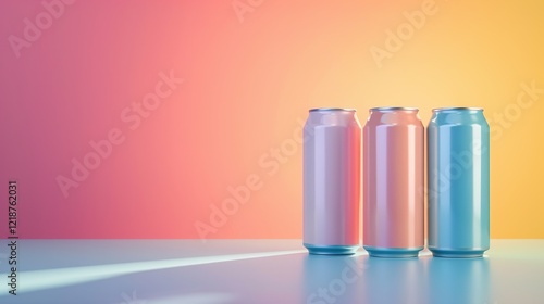 Four colorful can bottles isolated on a white background