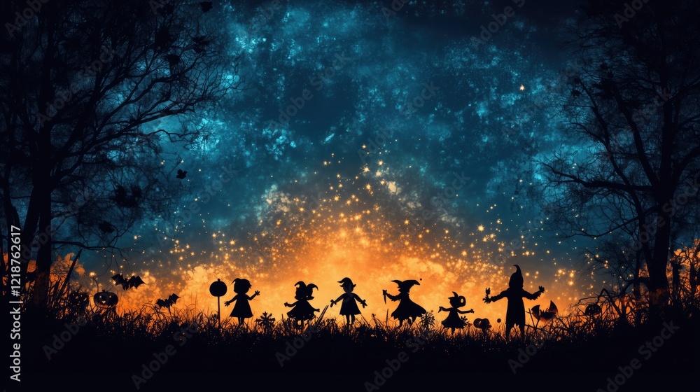 Fototapeta premium Halloween night with trick-or generated AI