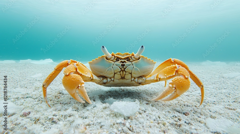 Crab scuttling along the sea floor ocean depths underwater photography marine environment close-up view unique behavior Crab scuttling along the sea floor ocean depths underwater photography marine environment close-up view unique behavior