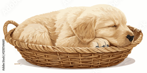Sleeping Dog in a basket