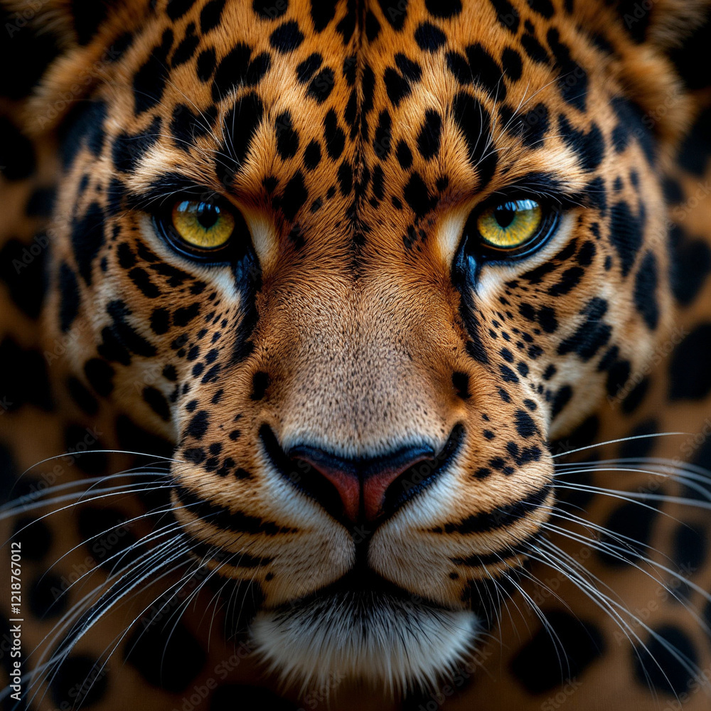 Fototapeta premium Concept photo of close up portrait of a leopard, tiger
