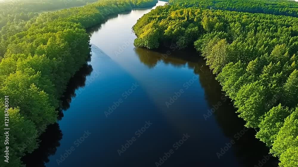 Aerial View of Lush Green Mangrove Forest and Serpentine River Aerial View of Lush Green Mangrove Forest and Serpentine River