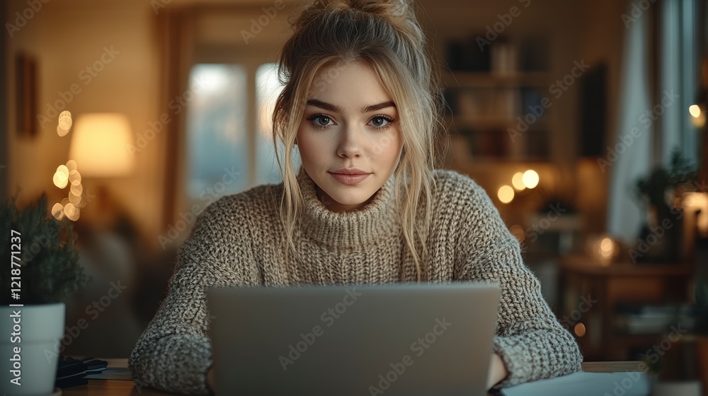 Young Woman Working on Laptop Young Woman Working on Laptop