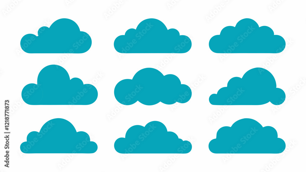 Set of Black Cloud Icon Designs , Cloud silhouette vector illustration Set of Black Cloud Icon Designs , Cloud silhouette vector illustration
