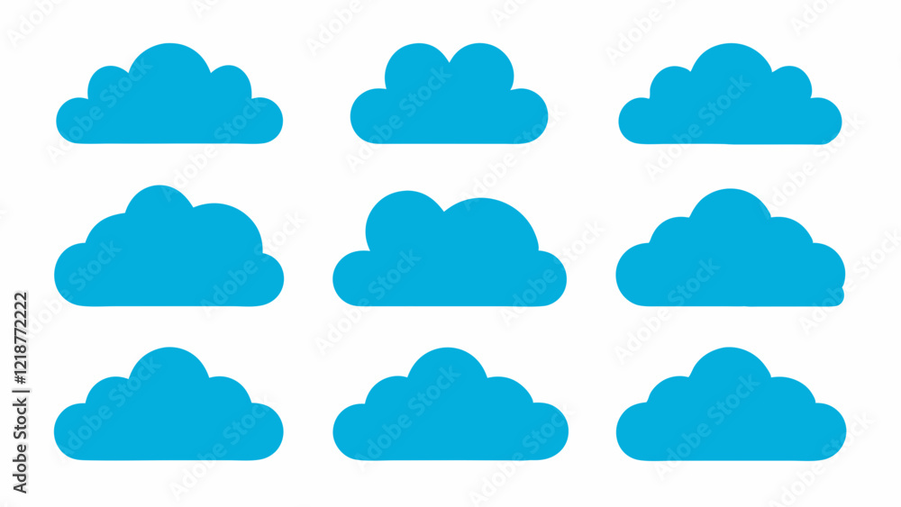 Set of Black Cloud Icon Designs , Cloud silhouette vector illustration Set of Black Cloud Icon Designs , Cloud silhouette vector illustration