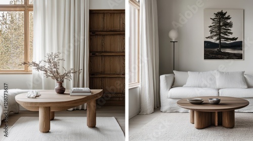 Wallpaper Mural Modern minimalist living room with wooden coffee tables Torontodigital.ca