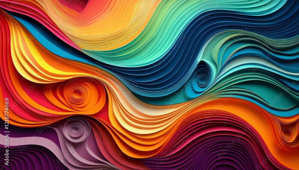 Obraz premium colorful wavy paper texture cut out design wallpaper background