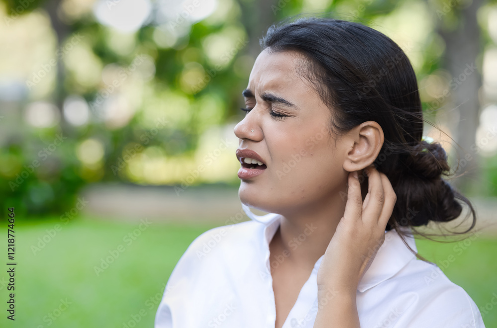 Itching and allergic Asian woman scratching her neck skin, concept of dry skin, allergic skin inflammation, body care, fungus inflammation, dermatology disease, eczema, rash, skin care closeup shot Itching and allergic Asian woman scratching her neck skin, concept of dry skin, allergic skin inflammation, body care, fungus inflammation, dermatology disease, eczema, rash, skin care closeup shot