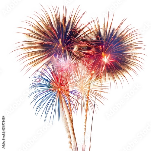 Colorful Fireworks Exploding in Night Sky for Celebrations