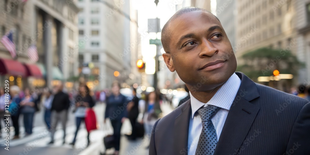 Portrait of a Businessman standing in a Crowded City with a Blurred Background of People Portrait of a Businessman standing in a Crowded City with a Blurred Background of People
