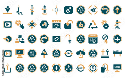 50 linear user interface icon pack. vector thin line cursor, van, gallery, shutter, store, bookmark, error page icons suitable for apps and websites ui designs.