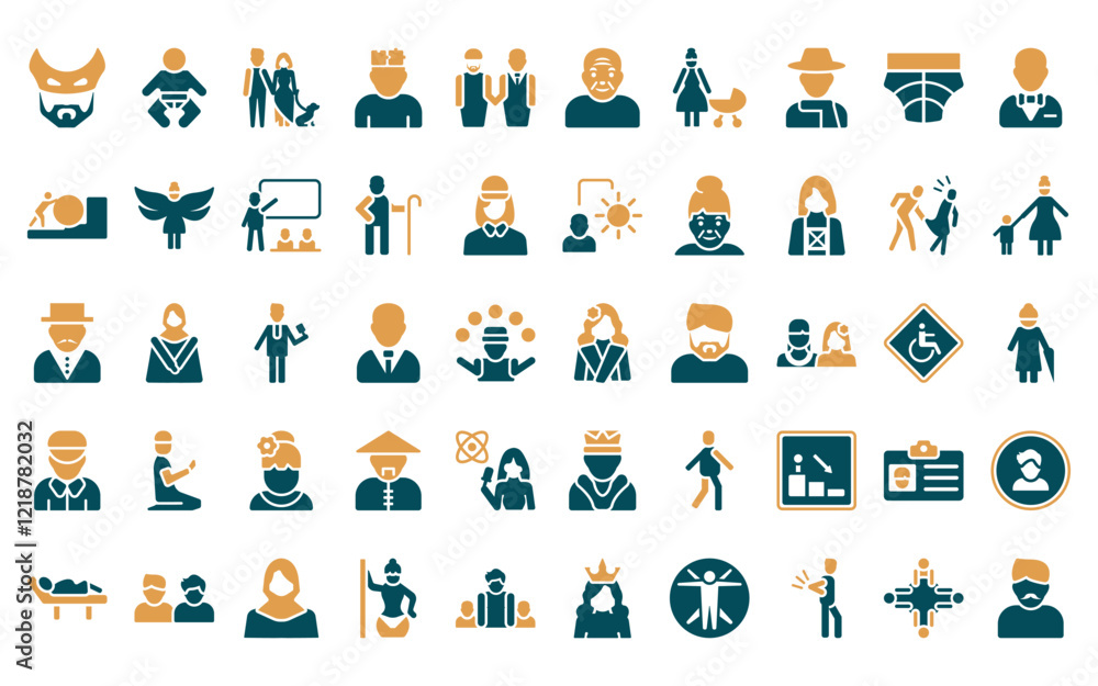 50 linear people icon pack. vector thin line spanish woman, baby with diaper, man girl and dog, psychology, no racism, old man, mother and baby icons suitable for apps and websites ui designs. 50 linear people icon pack. vector thin line spanish woman, baby with diaper, man girl and dog, psychology, no racism, old man, mother and baby icons suitable for apps and websites ui designs.
