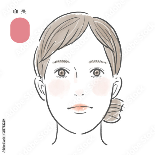面長の顔でメイクをした女性
