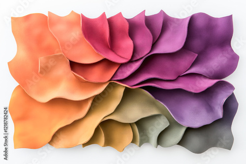 Wallpaper Mural Abstract fabric art suede effect with geometric floral pattern in natural earthy tones isolated on white background Torontodigital.ca