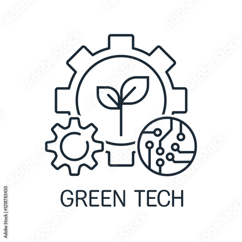Sustainable green tech. Eco industry. Vector linear icon isolated on white background.