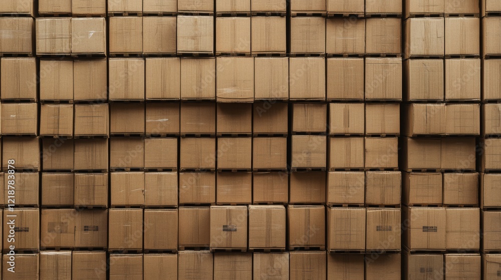 Stacked cardboard boxes in a warehouse. Stacked cardboard boxes in a warehouse.