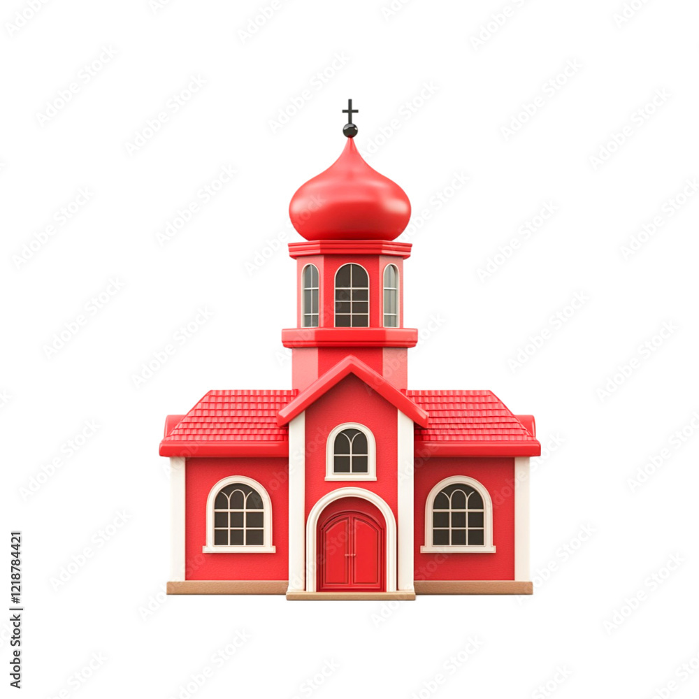 Obraz premium Red Church 3D Model Cute Design