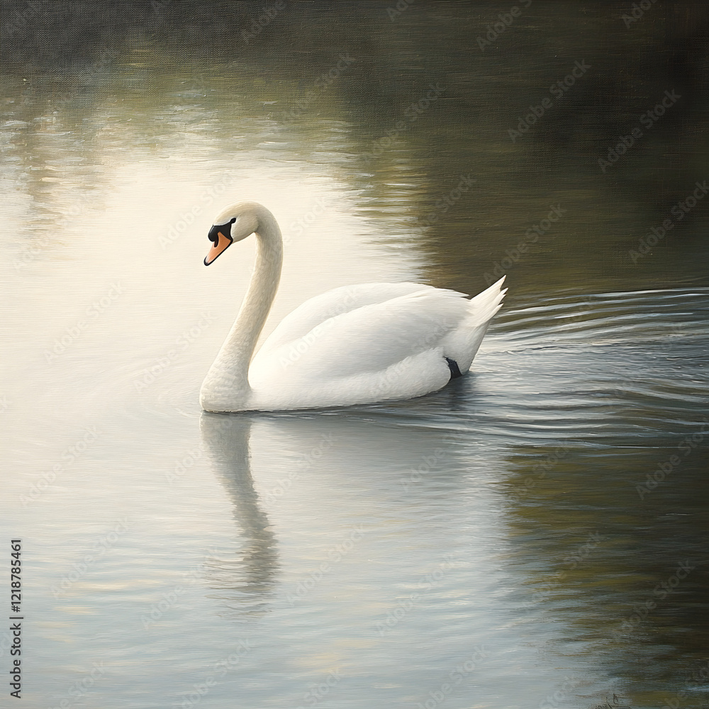 Fototapeta premium Serene Swan on Calm Water