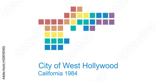 West Hollywood California Rainbow Flag (LGBTQ) High Quality Illustration
