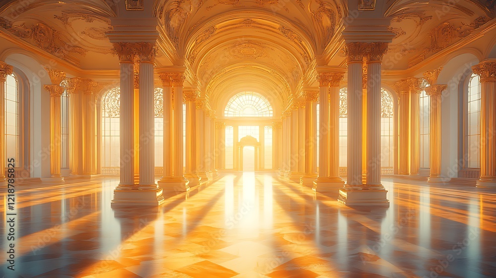 Obraz premium Classical neoclassical columns in grand palace hall high resolution image