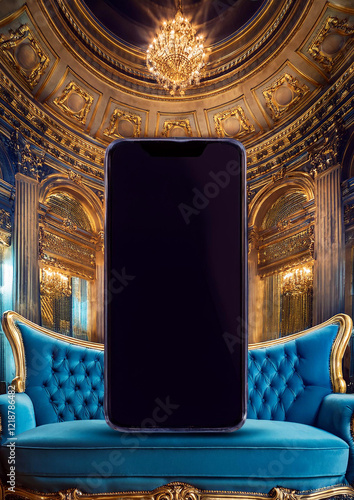 ソファに立つ大型スマホ