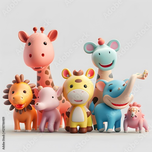 Colorful Cartoon Animals Group for Children’s Playroom Decor photo