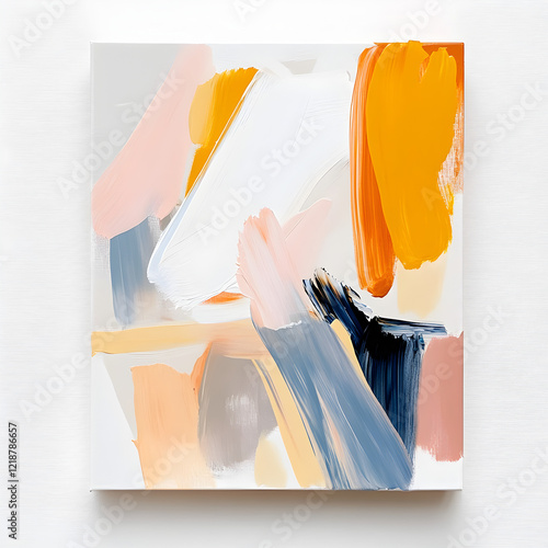 abstract art in warm colors with soft brush strokes on canvas. 