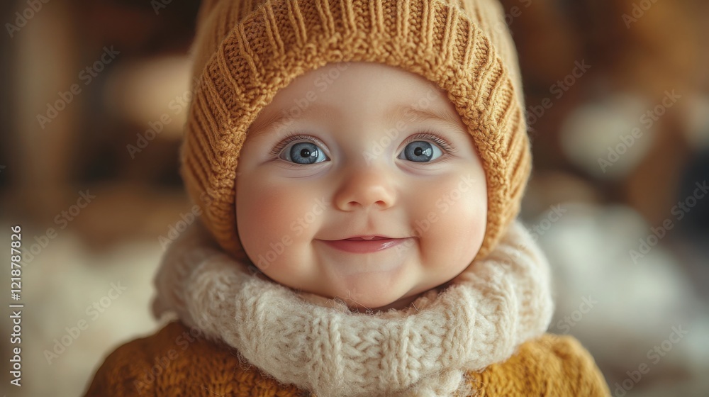 A smiling baby radiates joy, capturing the essence of innocence and warmth in a tender moment. A smiling baby radiates joy, capturing the essence of innocence and warmth in a tender moment.