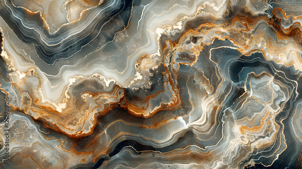 Fototapeta premium An intricate abstract marble pattern with swirling veins and rich textures, generative ai