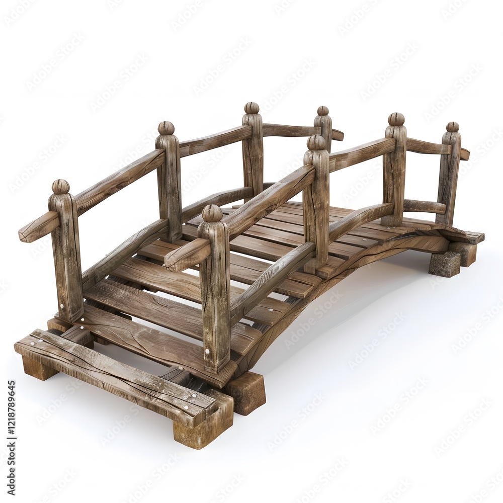 Obraz premium Wooden Footbridge on White Background for Landscape Design Projects