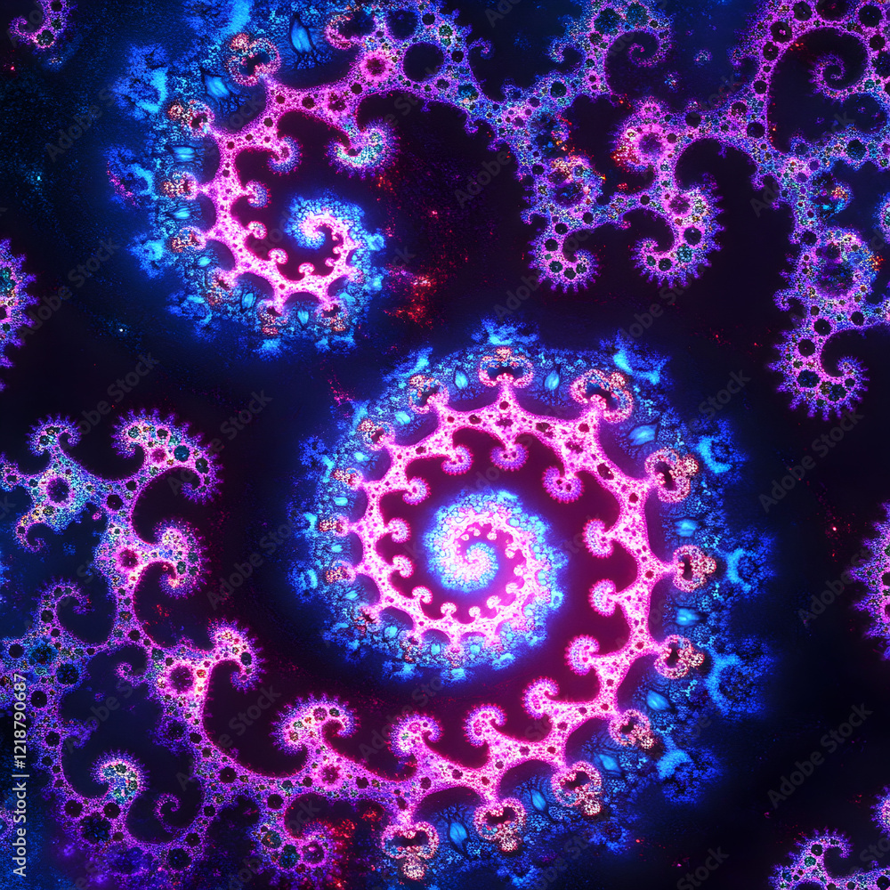 abstract fractal art, spirals and swirls of pink and blue. abstract fractal art, spirals and swirls of pink and blue.