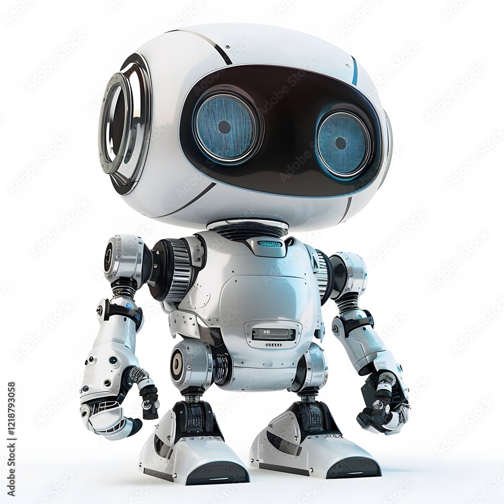 Friendly Modern Robot with Large Eyes and Sleek Design Friendly Modern Robot with Large Eyes and Sleek Design