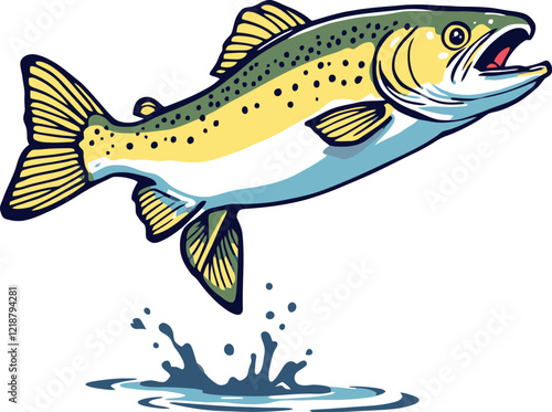 Cutthroat trout jumping out of fresh water