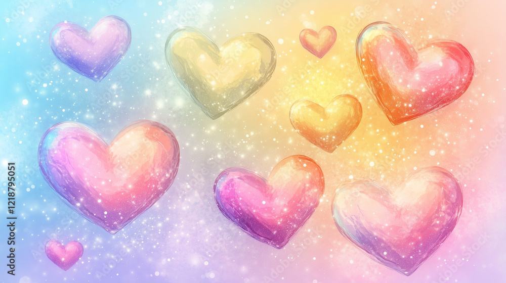 Obraz premium Cute pastel hearts background for Valentine's Day