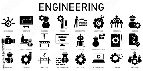 Set of Engineering Icons or symbols Vector fully editable file