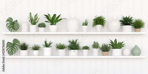 Green Oasis on White Shelve...