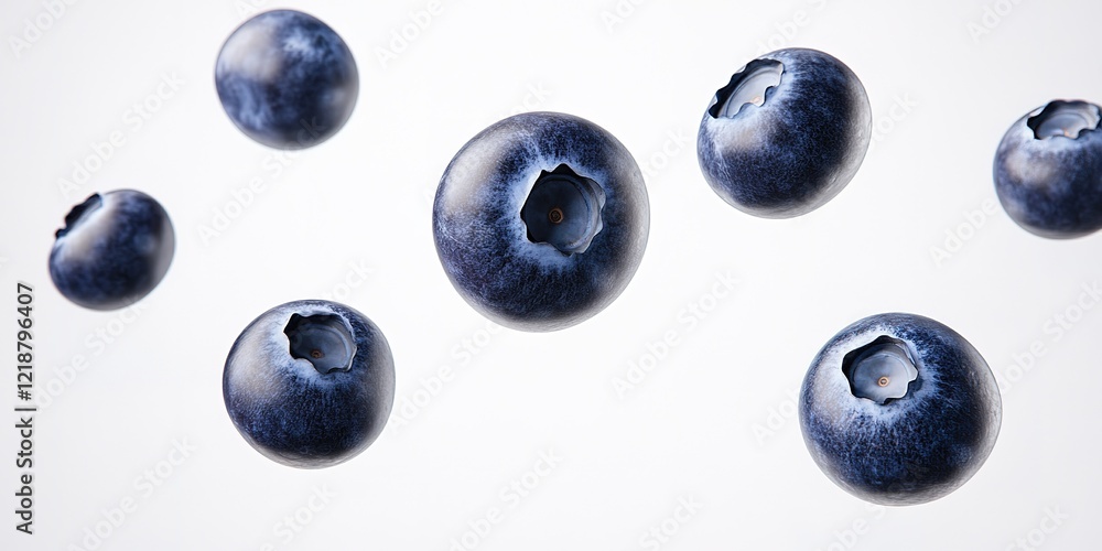 Blueberry Burst: A vibrant cluster of plump blueberries, suspended in mid-air against a subtle gradient background. The perfect shot for your next healthy lifestyle, food, or drink advertisement. Blueberry Burst: A vibrant cluster of plump blueberries, suspended in mid-air against a subtle gradient background. The perfect shot for your next healthy lifestyle, food, or drink advertisement.