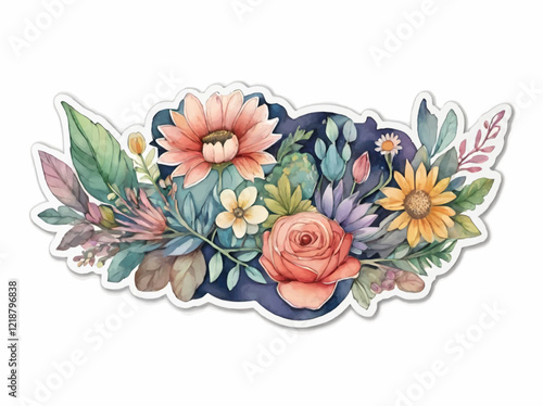 spring flowers ornament vector sticker