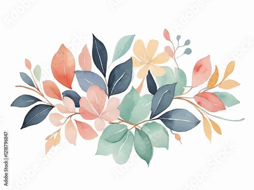 watercolor decorative leaves ornament vector for cards and print