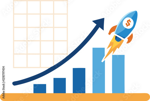 Exponential growth or compound interest, investment, wealth or earning rising up graph, business sales or profit increase concept, financial report graph